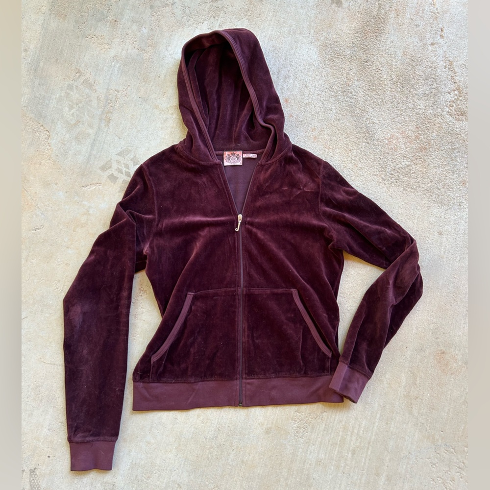 Original 90’s Juicy Couture Velour Hoodie XL in Burgundy